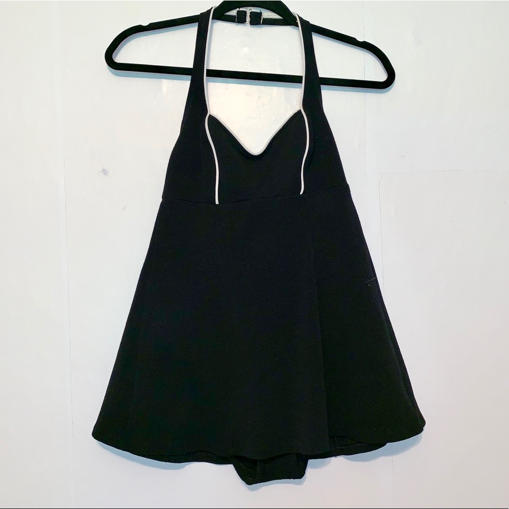 Vintage Halter Swimsuit Dress Style Black